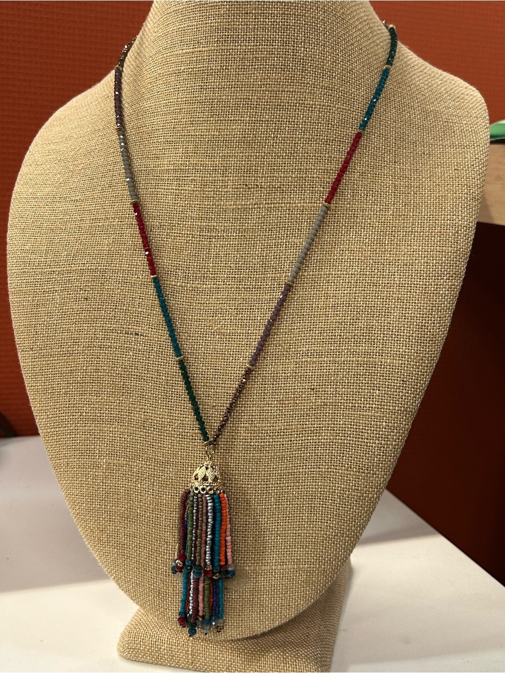 Beautiful Glass Crystal Beaded Multi-Color Tassel Necklace - Women Jewelry
